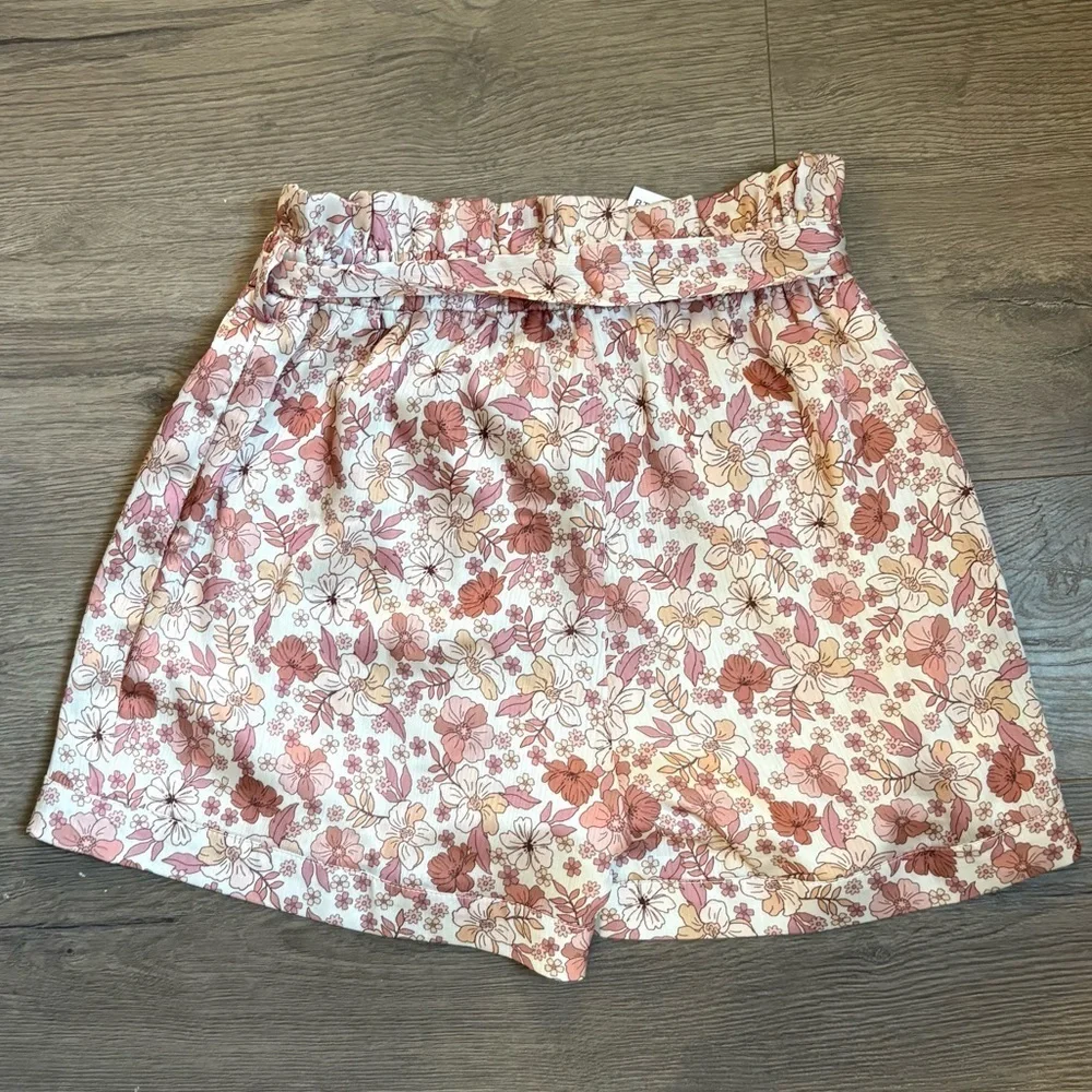 NWT Free People BTFL-life floral paperbag shorts pink elastic waist XS lined
